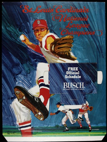 1969 St. Louis Cardinals 11" x 14 1/2" Busch Beer Promotional Advertisement In Unused State