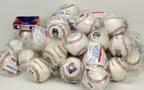 1993-97 Texas Rangers Commemorative Giveaway Baseballs - Lot of 81 With Nolan Ryan