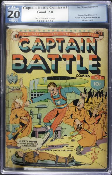  1941 Captain Battle Comics #1 lEV Gleason PGX GRADED (2.0)