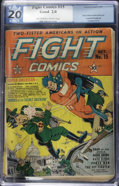 1941 Fight Comics #15 Fiction House P.G.X graded 