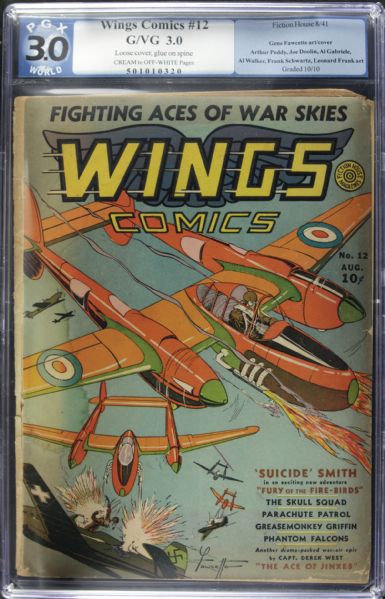 1941 Wings Comics #12 P.G.X Graded Fiction House 