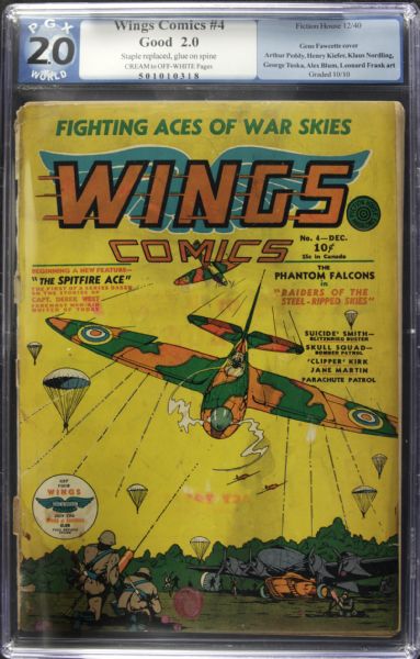 1940 Wings Comics #4 Fiction House PGX  Graded