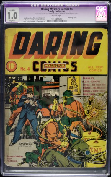 1940 Daring Comics #4 Timely Comics (CGC 1.0) Featuring Bondage Cover by Alex Schomburg
