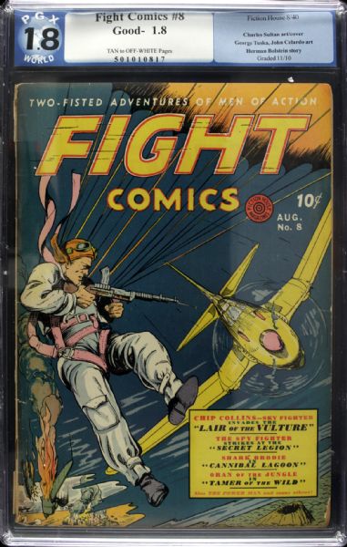 1940 Fight Comics #8 Fiction House Comics (PGX 1.8 G-) Charles Sultan Cover George Tuska/John Celardo/Sultan Art Herman Bolstein Story