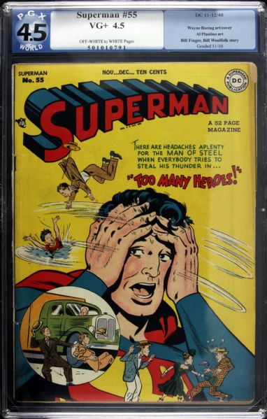 1948 Superman #55 DC Comics (PGX VG + 4.5) Featuring Wayne Boring Art/Cover; Al Plastino Art; Bill Finger and Bill Woolfolk Story