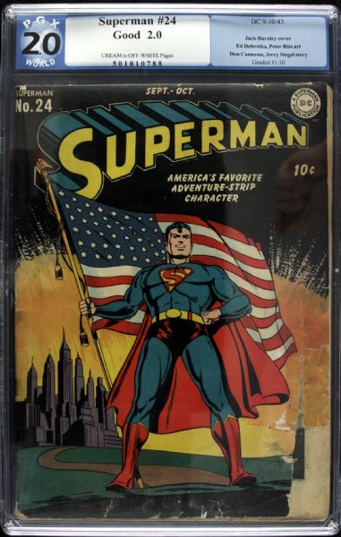 1943 Superman #24 DC Comics (PGX 2.0 G) Jack Burnley Cover Ed Dobrotka & Peter Riss Art Don Cameron & Jerry Siegel Story