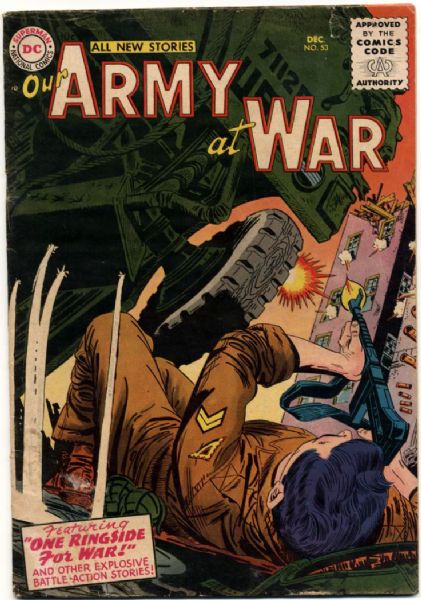 1956-57 Our Army At War #53-54 DC Comics (Featuring Jerry Grandenetti and Joe Kubert Cover/Art; Russ Heath and Jack Abel Art; Bob Kanigher and Bob Haney Stories) 