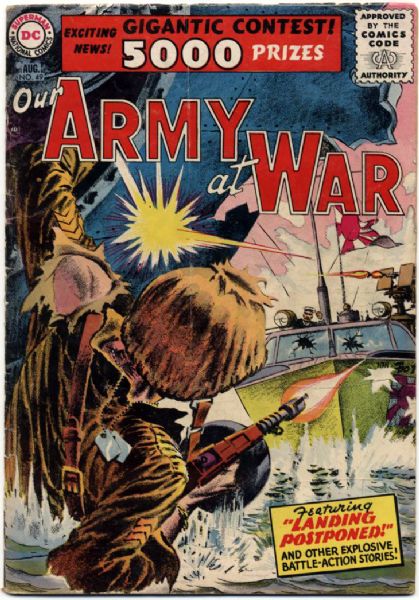 1956 Our Army At War #49, 52 DC Comics (Featuring Joe Kubert and Jerry Grandenetti Cover/Art; Russ Heath and Ross Andru Art; Bob Kanigher, Bill Finger, and Bob Haney Stories)