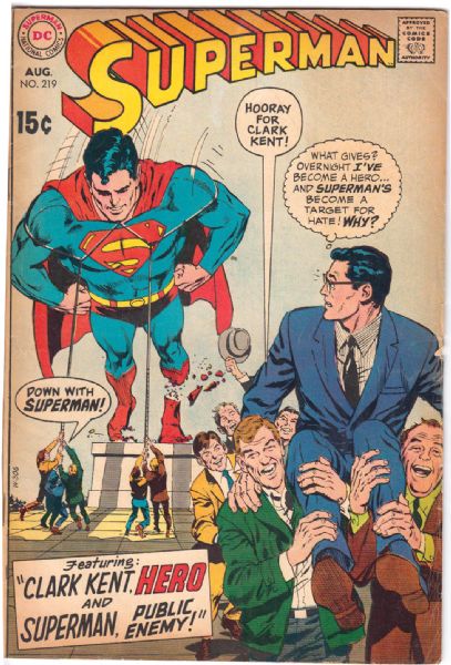 1969-70 Superman #219-225 DC Comics (Featuring Curt Swan and Neal Adams Cover/Art; Cary Bates, Leo Dorfman, and Bob Kanigher Stories)