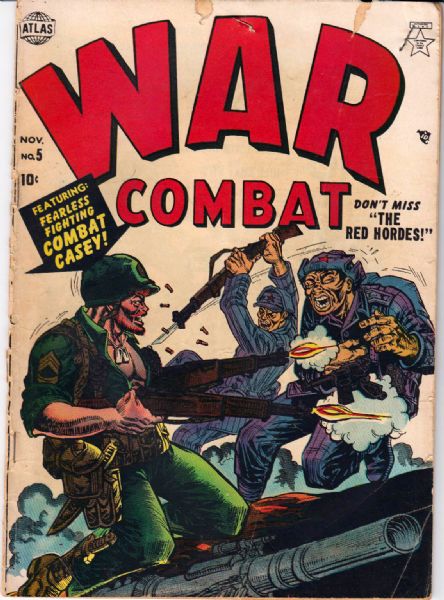 1952 War Combat #5, War Adventures #1, 5 Marvel Comics (Featuring Russ Heath and Joe Maneely Cover/Art; Hank Chapman Stories)