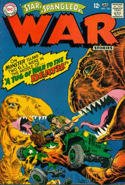 1967-68 Star Spangled War Stories #136-137 DC Comics Very Fine Last Dinosaur Story Russ Heath Art (MEARS Auction LOA)