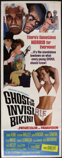 1966 Ghost In The Invisible Bikini Insert (14"x36") Original Movie Poster (MEARS Auction LOA) Women in Bikinis and Ghoulish Men