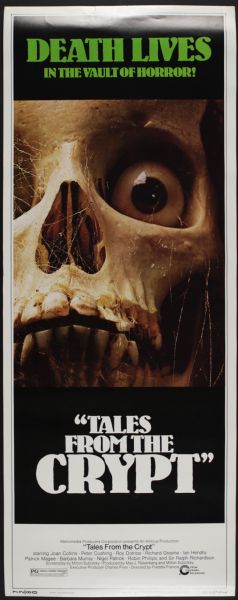 1972 Tales From the Crypt Insert (14"x36") Original Movie Poster (MEARS Auction LOA) Cobwebbed Skull
