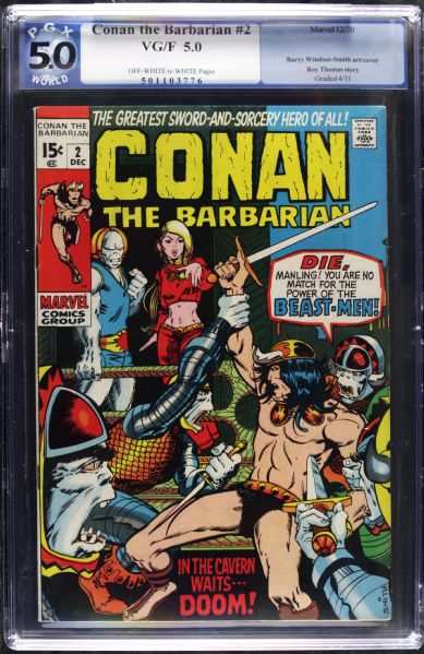 1970 Conan the Barbarian #2 Marvel Comics (PGX VG/F 5.0) Featuring Barry Windsor-Smith Cover/Art; Roy Thomas Story