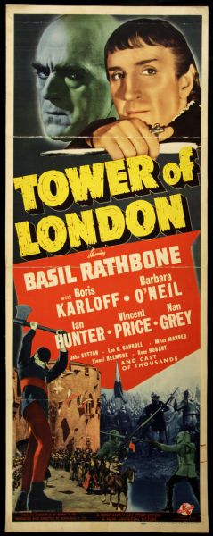 1939 Tower of London Insert (14" x 36") Original Movie Poster w/ Vincent Price (MEARS LOA)
