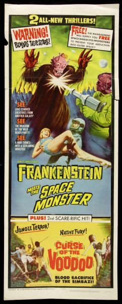 1965 Frankenstein Meets The Space Monster Insert (14"x36") Original Movie Poster (MEARS LOA)