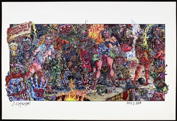 1980-2006 S. Clay Wilson "Group Lot of Three Limited Edition Signed Prints and Matchbook" Prints Measures 6.5" x 12" to 13" x 19" (MEARS LOA)  