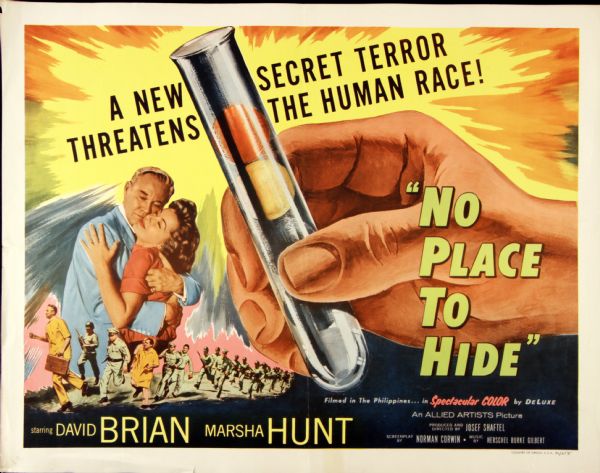 1956 No Place to Hide 1/2 Sheet (22" x 28") Original Movie Poster (MEARS LOA) Secret Terror Threatens Human Race