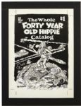 1970s Ted Richards "The Whole Forty Year Old Hippie Catalog Cover" 12"x16" Black and White Original Illustration Artwork (MEARS LOA) One of a Kind!!!