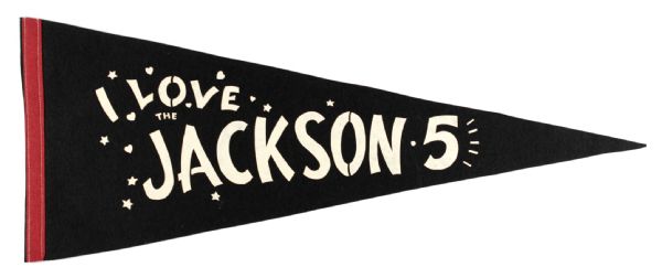 1968-75 crica  "I Love The Jackson 5" Full Size Onsite Pennant - Motown Michael Jackson