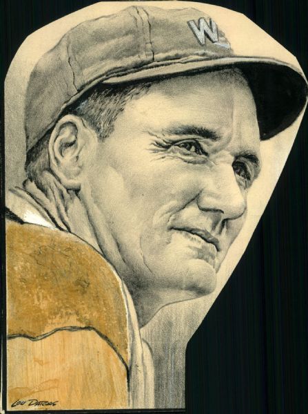 1916-27 Walter Johnson Washington Senators "The Sporting News Collection Archives" 8" x 10" Original Illustration Art (Sporting News Collection Hologram/MEARS Photo LOA) Unique 1:1