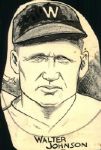 1916-27 Walter Johnson Washington Senators "The Sporting News Collection Archives" 4.5" x 6.5" Original Illustration Art (Sporting News Collection Hologram/MEARS Photo LOA) Unique 1:1