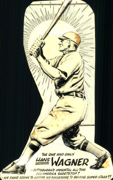 1900-17 Honus Wagner Pittsburgh Pirates "The Sporting News Collection Archives" 6" x 9" Original Illustration Art (Sporting News Collection Hologram/MEARS Photo LOA) Unique 1:1
