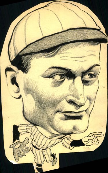 1897-1910 Rube Waddell Eccentric Hurler "The Sporting News Collection Archives" 6" x 10.5" Original Illustration Art (Sporting News Collection Hologram/MEARS Photo LOA) Unique 1:1