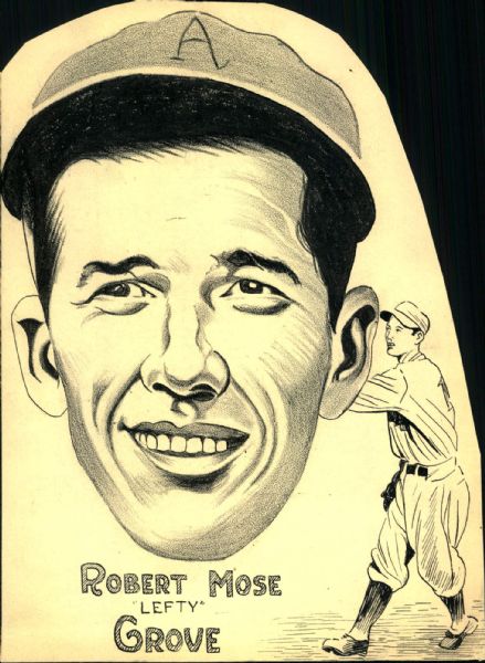 1931-33 Lefty Grove Philadelphia Athletics "The Sporting News Collection Archives" 7" x 10" Original Illustration Art (Sporting News Collection Hologram/MEARS Photo LOA) Unique 1:1
