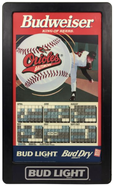 1950-97 Memorial Stadium Ballpark Sign Baltimore Orioles Budweiser Schedule Still Works Memorial Stadium LOA