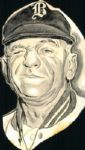1938-60 Casey Stengel Boston Bees / Braves New York Yankees "The Sporting News Collection Archives" Original Illustration Artwork (Sporting News Collection Hologram/MEARS Photo LOA) - Lot of 2