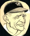 1938-60 Casey Stengel Boston Bees / Braves New York Yankees The Sporting News Collection Archives Original Illustration Artwork (Sporting News Collection Hologram/MEARS Photo LOA) - Lot of 2