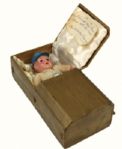 1957 Milwaukee Braves World Series Champs Pinback & Figure in folkart casket