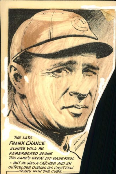 1930s circa Frank Chance Johnny Evers Chicago Cubs "The Sporting News Collection Archives" Original Illustration Artwork (Sporting News Collection Hologram/MEARS Photo LOA) - Lot of 2