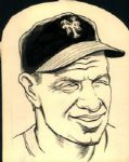 1948-55 Leo Durocher New York Giants The Sporting News Collection Archives Original Illustration Artwork (Sporting News Collection Hologram/MEARS Photo LOA) - Lot of 2