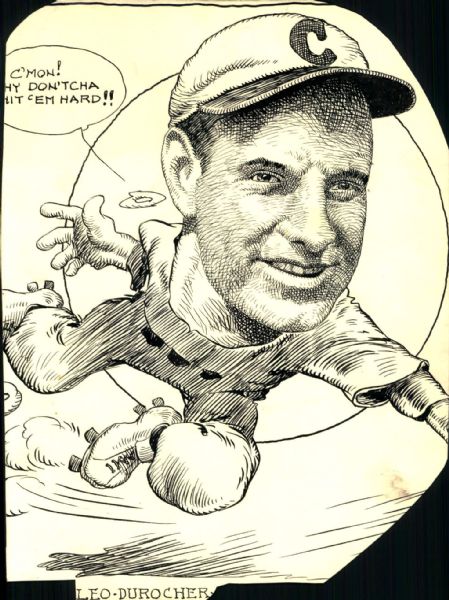 1930-33 Leo Durocher Cincinnati Reds "The Sporting News Collection Archives" Original Illustration Artwork (Sporting News Collection Hologram/MEARS Photo LOA)