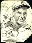 1930-33 Leo Durocher Cincinnati Reds "The Sporting News Collection Archives" Original Illustration Artwork (Sporting News Collection Hologram/MEARS Photo LOA)