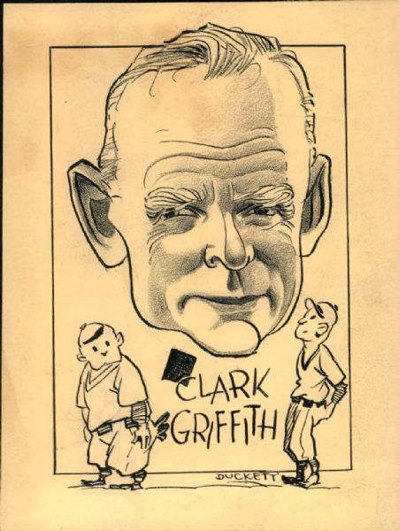 1920s circa Clark Griffith "The Sporting News Collection Archives" Original Illustration Artwork (Sporting News Collection Hologram/MEARS Photo LOA)