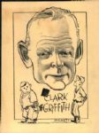 1920s circa Clark Griffith "The Sporting News Collection Archives" Original Illustration Artwork (Sporting News Collection Hologram/MEARS Photo LOA)