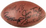 1966-67 Green Bay Packers Super Bowl I Multi-Signed Football - Lot of 3 With 35 Sigs. Incl. Aldridge Nitschke Pitts Taylor Starr McGee  - JSA