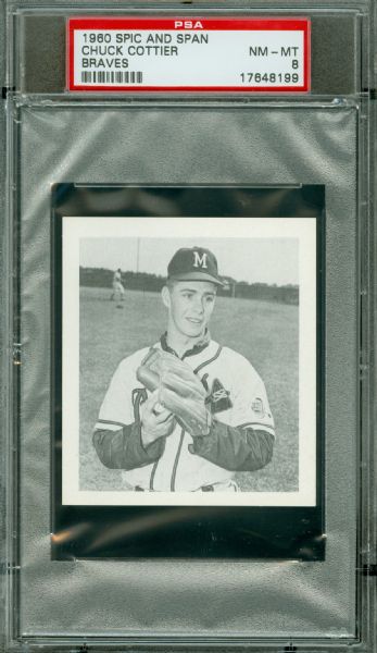 1960 Spic And Span Braves Chuck Cottier PSA NM-MT 8 Highest Graded Pop 1/3