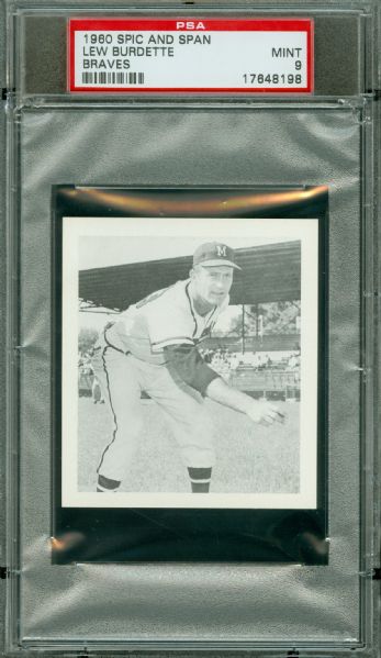 1960 Spic And Span Braves Lew Burdette PSA MINT 9 Highest Graded Pop 1