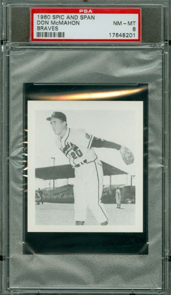 1960 Spic And Span Braves Don McMahon PSA NM-MT 8 Highest Graded Pop 1/2