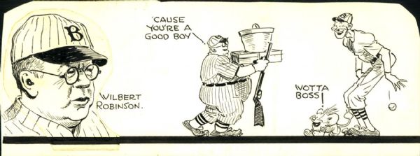 1914-31 Wilbert Robinson Brooklyn Robins "The Sporting News Collection Archives" Original Illustration Art (Sporting News Collection Hologram/MEARS Photo LOA)