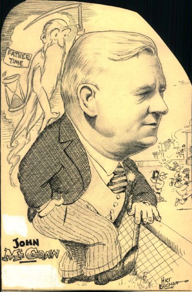 1930s circa John McGraw New York Giants "The Sporting News Collection Archives" Original Illustration Artwork (Sporting News Collection Hologram/MEARS Photo LOA)