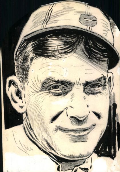 1930s Nap Lajoie Cleveland Naps "The Sporting News Collection Archives" Original Illustration Artwork (Sporting News Collection Hologram/MEARS Photo LOA)