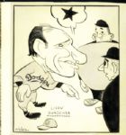 1940s Leo Durocher Brooklyn Dodgers Caricature "The Sporting News Collection Archives" Original Illustration Artwork (Sporting News Collection Hologram/MEARS Photo LOA)