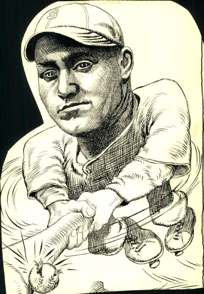 1913-15 Paul Strand Boston Braves "The Sporting News Collection Archives" Original Illustration Artwork (Sporting News Collection Hologram/MEARS Photo LOA)