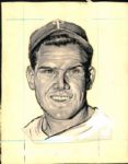 1950s Robin Roberts Philadelphia Phillies "The Sporting News Collection Archives" Original Illustration Artwork (Sporting News Collection Hologram/MEARS Photo LOA)