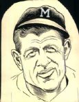 1953 Charlie Grimm Milwaukee Braves "The Sporting News Collection Archives" Original Illustration Artwork (Sporting News Collection Hologram/MEARS Photo LOA)